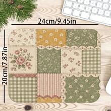 1 buah Alas Mouse Motif Mawar Patchwork Vintage, Alas Meja Feminin, Permukaan Serat Poliester, Alas Karet Anti Selip, Dekorasi Meja Rias dan Menulis, Tersedia 4 Ukuran - View 6