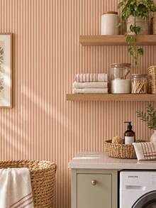 SUPSTICKER 1pc Country Style Fine Striped Self-Adhesive Wallpaper, Removable PVC Wall Decor, Suitable For Bedroom, Living Room And Entryway, 6 Colors Available, 2 Sizes - 1PC - View 6
