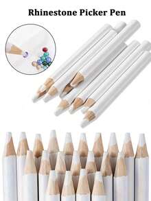 1/3/5/8/12/16/20pcs Rhinestone Wax Pencil, Rhinestone Pickup Pen Set, Crystal Gemstone Pickup Tool, DIY Jewelry Stud Pickup Pen, For Picking Up And Pasting Rhinestones, Gemstones, Studs And Other Nail Art Decorations (White) - A - View 1