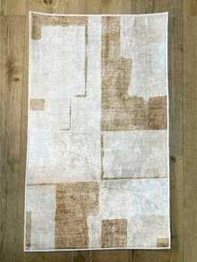 Pinkie Home - 1pc Scandinavian Style Modern, Minimalist, Geometric Pattern, Distressed Look Area Rug/Carpet/Bath Mat, Suitable For Bathroom, Kitchen, Entryway, Hallway, Bedside, Living Room, Bedroom, Machine Washable Rug, Home Decor - Champagne - View 4