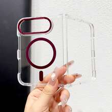Premium Minimalist Transparent Magnetic Metal Ring Phone Case Compatible With Iphone DUO - Dark Purple - View 4