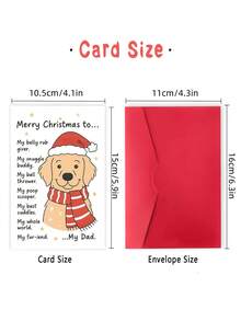 1pc Dog Christmas Card For Dad, Dog Lover – Funny Golden Retriever Cartoon Illustration, Festive Holiday Humor, Thickened, With Envelope - A - View 3