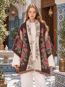 1pc Women's Elegant Virgin Mary Pattern Warm Polyester Scarf For Autumn/Winter Daily Wear - Coffee Brown - View 2