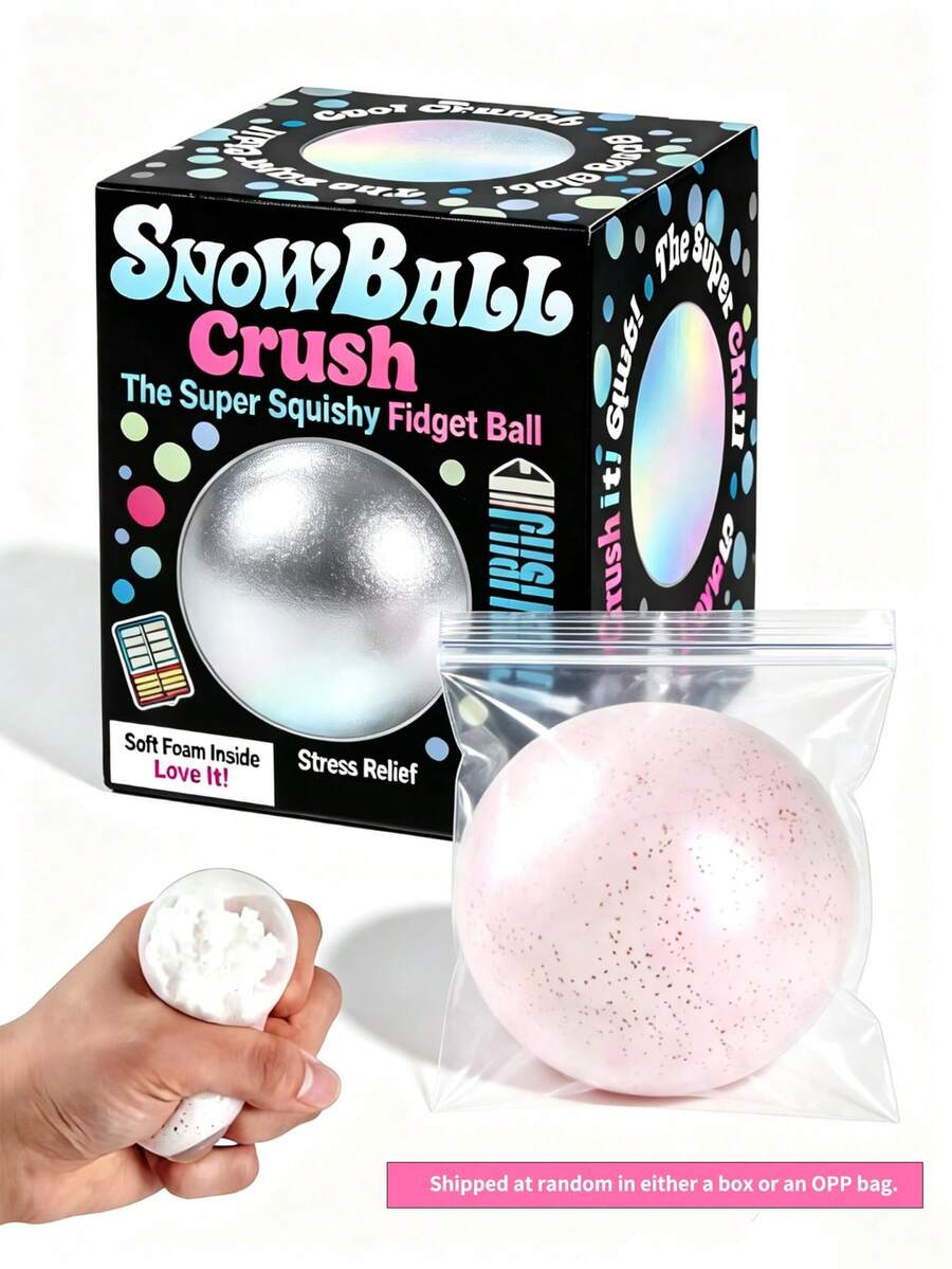 1pc Snowflake-Spotted Stress-Relief Squeeze Toy; Features A Stretchy, Slow-Rise Texture And A Pink Snowball Design; Soft And Squishy Toy.Halloween Gifts, Christmas Gifts, Small Party Favors