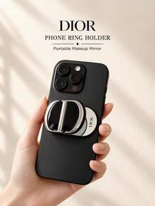 Dior 2-In-1 Portable Phone Stand Mirror, Mini Makeup Mirror Phone Ring Holder, Compact Phone Stand, Suitable For On-The-Go Touch-Ups - Black - View 2