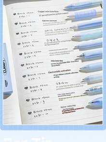 Ins Aesthetic Ice Blue Retractable Gel Pen Set, Kaba Bear 10Pcs Press Type Gel Pens, 0.5mm ST Tip Quick Dry Black Ink, Smooth Writing Water-Based Pens For Students Note & Exam Practice, School Stationery - Color-themed Brush Pen - View 12