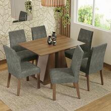 Madesa Cheryl Dining Set With Table And 6 Chairs In Brown/Cream/Imperial - Brown, Cream and Gray - View 9