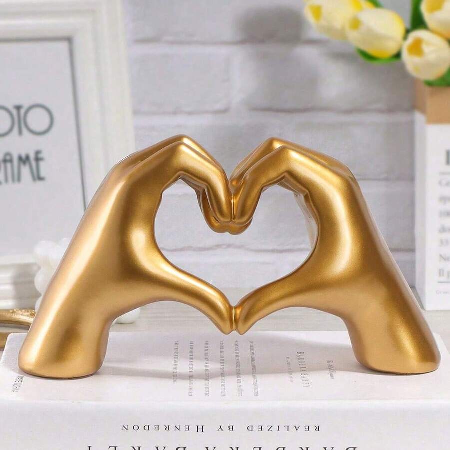 1pc Heart Gesture Decor, Heart Finger Statue Modern Art Sculpture Personalized Finger Home Decor, Creative Wedding Tabletop Decoration, Valentine's Day And New Year's Gift