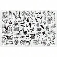 Graffiti Nail Art Stamping Plate, High Aesthetic, Black Cat Graffiti Design, Clean Lines, Easy To Transfer, Suitable For Halloween Creative Nail Art, Applicable For Nail Salons, Personal Creation, Style Testing, Creating Street Style Fingertip Patterns - Multicolor - View 9