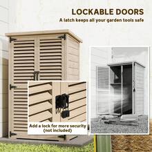 Outsunny 30" X 20" X 47" Wooden Garden Shed, Outdoor Storage Cabinet With Waterproof Asphalt Roof, Shelves And Lockable Doors, Workshop Yard Tool Utility Storage House, Natural - Beige - View 6