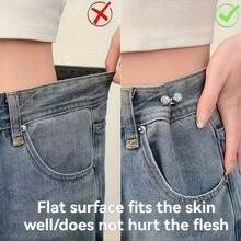 4pcs Metal Reusable Adjustable Waist Belts, Detachable Jeans Button Waist Clips, Instant Seamless Decorative Accessories, Perfect For Loose Women's Jeans, Dresses, Skirts And Other Daily Wear - Multicolor - View 3