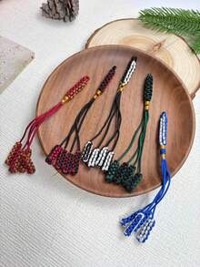 1pc Original Handmade Contrast Color Braided Rope Tassel Pendant, Artistic Retro Tassel Charm, Key & Bag Accessory, DIY Decorative Hanging Rope - Multicolor - View 2