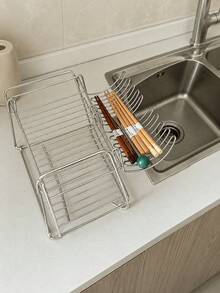 3/2/1 cái giá treo cạnh bồn rửa bát bằng thép không gỉ, giỏ lưu trữ đa năng, có thể đựng dụng cụ nhà bếp và dao, không cần khoan, kệ sắp xếp mặt bếp tiết kiệm không gian - Nhiều màu - Xem 6