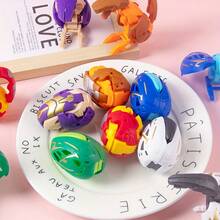 Boneka Robot Dinosaurus Transformable Berukuran 3,1 Inci - Aneka Warna (Putih/Ungu/Merah/Hijau/Biru/Kuning) dengan Cangkang, Boneka Robot Dinosaurus Transformable, Pengisi Keranjang Paskah, Hadiah Pesta Ulang Tahun untuk Anak Laki-laki dan Perempuan, Set Figur Aksi - MultiWarna - View 4