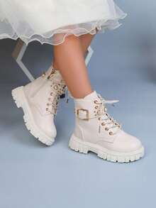 1 Pair Fashionable Boots, Versatile And Durable For Kids - White - View 2