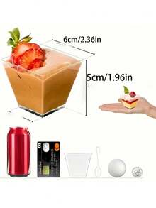 20/50/100pcs Transparent Reusable Dessert Cups, Multi-Purpose Clear Party Cups For Banana Pudding, Yogurt, Mousse Cake And Ice Cream - Durable And Stackable, Suitable For Birthday, Wedding, Party Supplies, Wedding Tableware - Holiday Food Preparation Containers, Stackable Design, Lightweight Material, Event Planner - Transparent - View 4
