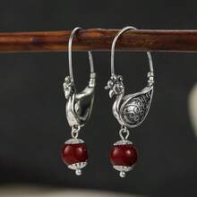 Women's Vintage Phoenix Design Long Ear Hooks, Atmospheric Vintage Earrings, Suitable For Daily Commute And Travel Wear - Silver - View 4