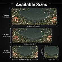 1pc Dark Green Cottagecore Mushroom Large Desk Mat, Non Slip Extended Gaming Mouse Pad, Forest Aesthetic Desktop Decor - View 5