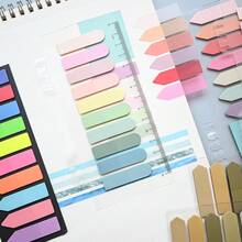 7 Sets 1 Pack Multi-Shape Index Labels, PET Material, Semi-Circle, Colorful Translucent Plastic Waterproof Fluorescent Series Marker Stickers, Student Textbook Record Tabs With Ruler, Reading Notebook Memo Stickers, School Back-To-School Supplies, Office Document Labels - one-size - View 7