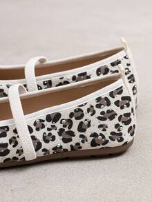 Mary Jane Shoe Women, Leopard Print Square Toe Single Strap Shoes For Women Fall Balletcore Daily Footwear - White - View 6