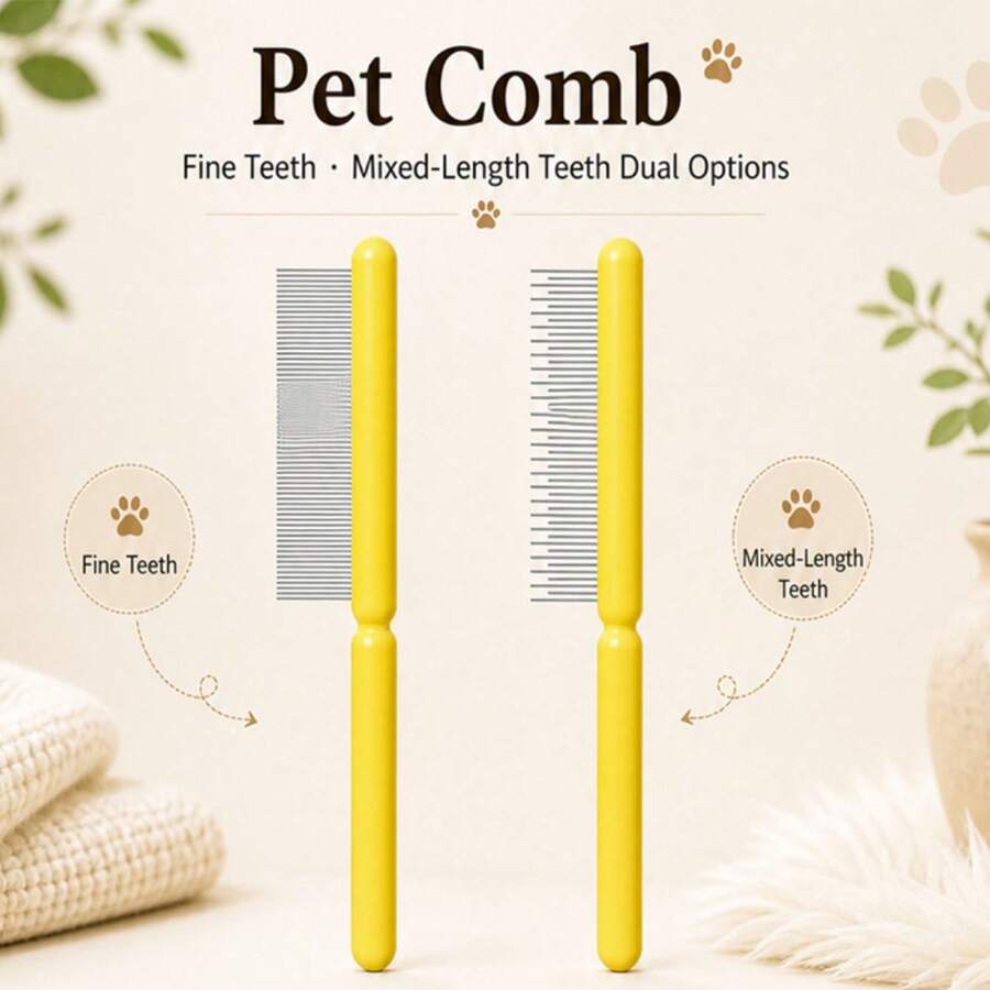 1pc Pet Dog Grooming Comb, Deshedding Slicker Brush, Massage Comb, Cat And Dog Hair Brush, Suitable For All Sizes Of Dogs And Cats Pet Supplies - Multicolor - View 1
