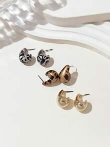 LADYCOCO 1 Set 3 Pairs Fashionable Cute Multi-Color Water Drop Hook Earrings Set Suitable For Women Daily Wear - Multicolor - View 3