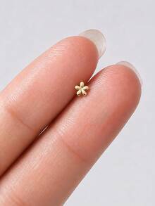 1pc 925 Sterling Silver Flower Stud Earring, Spiral Earring Stack, Flat Back Cartilage Ear Stud, Suitable For Women's Daily Wear, Wedding, Party, Engagement, Exquisite Jewelry - Yellow Gold - View 4