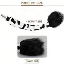 2/4pcs Cow Costume Accessory Set - Polyester Cow Ear Headband, Tail, Bell Collar And Cow Print Knee-High Socks - Washable - Suitable For Animal Theme Party, Cosplay - Multicolor - View 3
