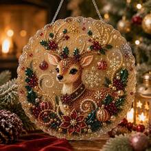1PC-New Christmas 5D Acrylic Pearl Diamond Painting Pendant, Christmas Atmosphere Decoration, Holiday Gift, Christmas Gift, - Multicolor - View 7