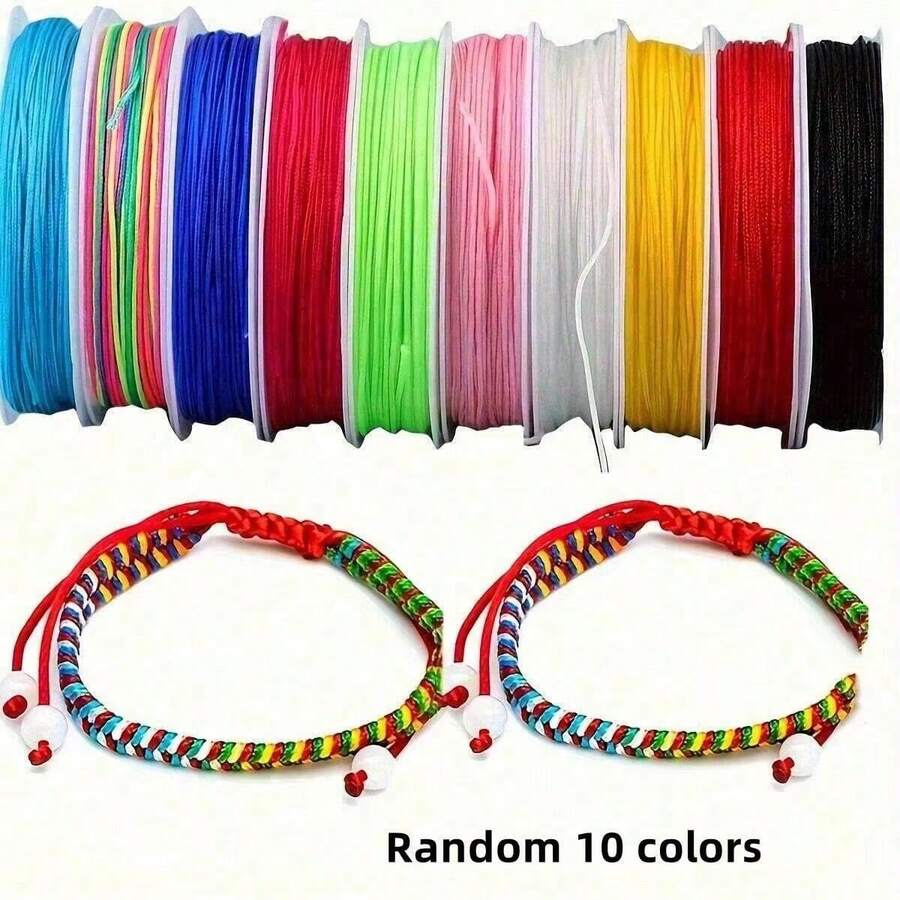 WGRXIRANYKM 10 Rolls/Set 10 Colors Nylon Thread Chinese Knot Cord Mixed Colors Random DIY Solid Color Thread