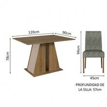 Madesa Cheryl Dining Set With Table And 6 Chairs In Brown/Cream/Imperial - Brown, Cream and Gray - View 3