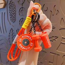 1 Set Personalized Sports Style Barbell Dumbbell Plate Keychain, Hand-Woven Fitness Keychain Set, Fashionable Versatile Fitness Kettlebell Backpack Charm With Woven Rope, Barbell, Dumbbell, Kettlebell Keychain, Unisex - View 12