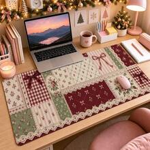 1pc French Romance Patchwork Mouse Pad, Gingham Floral Desk Mat, Polyester Fiber Surface, Non-Slip Rubber Base, Elegant Nail Art Desk Mat For Women, 4 Sizes Available - View 13