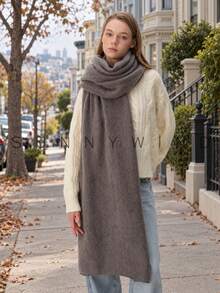 1pc Women's Solid Color Polyester Soft Skin-Friendly Warm Scarf For Daily Use - Grey - View 4