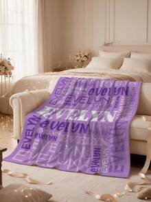 1pc Customized Blanket, Colorful Name Personalized Plush Blanket, Super Soft And Comfortable, Customizable Name Holiday Blanket Gift, Customized Name Gift For Family And Wife, Customized Birthday Gift For Family, Customizable Commemorative Blanket Gift, Memory Collection - Multicolor - View 11