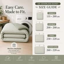 Coverless Duvet 10.5 Tog Lightweight Reversible Stripe Design Comforter, Soft Microfibre & Hollowfibre Filling, Suitable For All Season, Machine Washable - Green - View 3