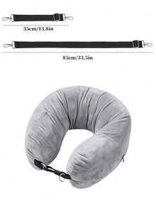 2-In-1 Travel Neck Pillow With Zipper Storage U-Shaped Pillow Cover, Fillable With Clothes For Neck And Waist Support, Adjustable Double Shoulder Straps, Washable Soft Plush Fabric, Suitable For Airplane, Train, Car, Travel, Camping, Office Rest, Portable Travel Accessory - Multicolor - View 14