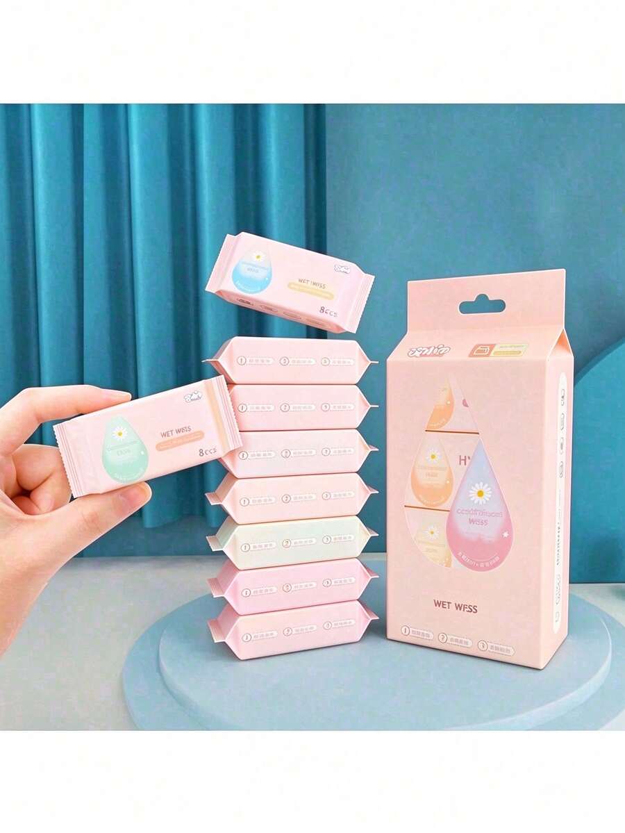 8pcs/1pack Mini Portable Wet Wipes, Shoe Cleaning Wipes, Clothing Cleaning Wipes, For Daily Item Cleaning (Random Outer Packaging Style) - Multicolor - View 1