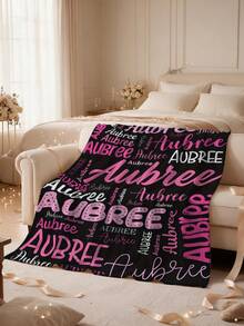 1pc Customized Blanket, Colorful Name Personalized Plush Blanket, Super Soft And Comfortable, Customizable Name Holiday Blanket Gift For Family And Wife, Customized Birthday Gift For Family, Customizable Commemorative Blanket Gift, Memory Collection - Multicolor - View 9