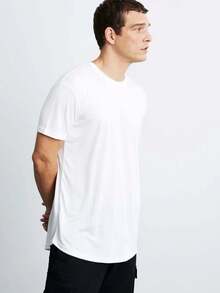 Men's Oscar Men's Comfort Fit Long Draped Fabric White T-Shirt - White - View 2