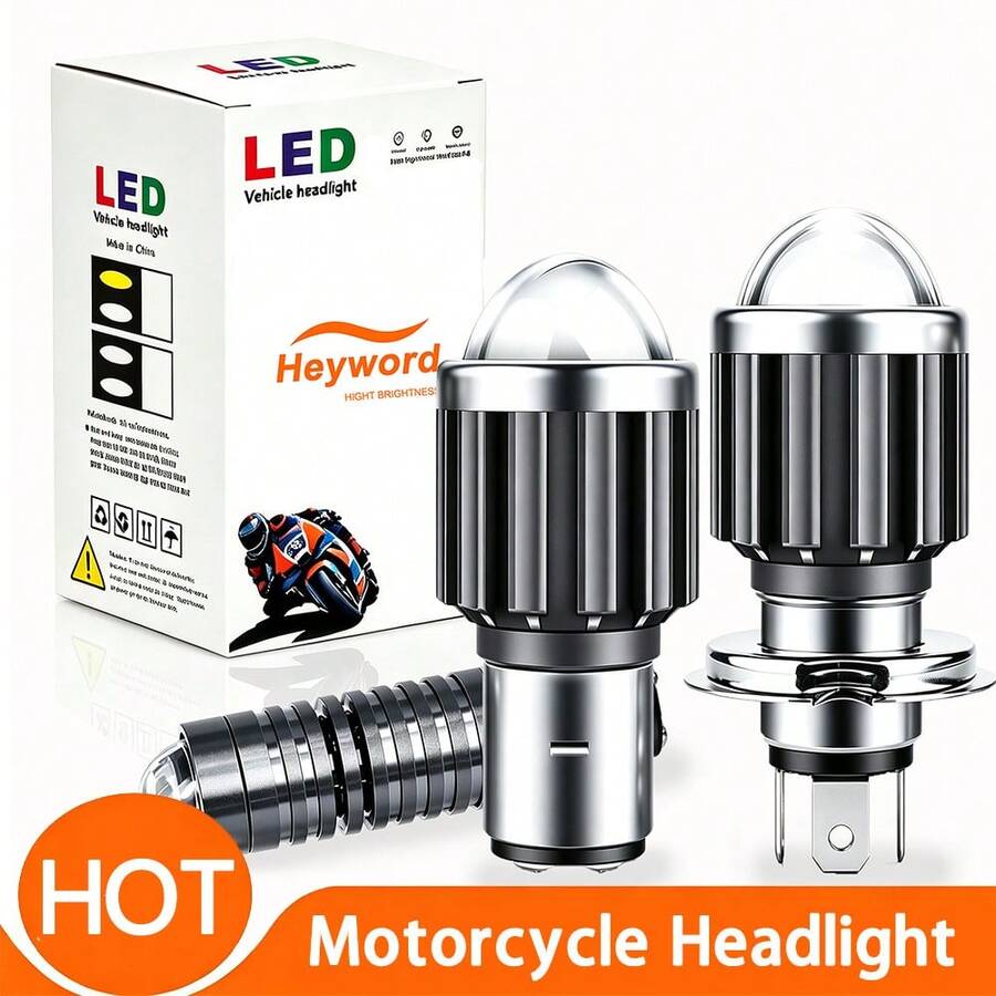 Heyword 1pc H4 LED Motorcycle Headlight Bulb HB2 9003 12V-24V High/Low Beam For Scooter Motorcycle LED Headlight Bulb Conversion Kit White