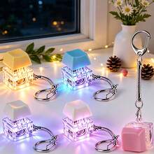 1 buah Mainan Pereda Stres Keyboard Dewasa, Mainan Fidget Sensorik, Pereda Kecemasan, Gantungan Kunci Pereda Stres Keyboard, Mainan Pereda Stres Tombol Keyboard dengan Lampu LED, Gantungan Kunci Pereda Stres Tombol Transparan Portabel 4 Tombol - MultiWarna - View 11