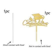 1pc/3pcs/5pcs/6pcs Graduation Cake Topper Decorations, Acrylic Graduate Cap Congratulations Cake Decor - Multicolor - View 9