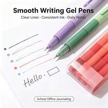 DOWMOO 4Pcs Gel Pen Set, 0.5mm Bullet Tip Smooth Writing Pens, Purple Green Red Color Series Stationery For School Office Journaling - Rectangle - View 5
