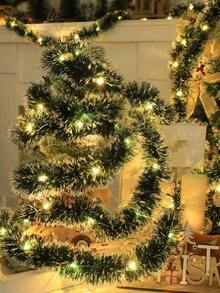 1pc 6m/19.69ft Christmas Green Metal Ribbon Lights, Battery Powered, Suitable For Christmas Tree Green Decoration, Home Party, Bedroom, Garden And Christmas Party Atmosphere Lighting - Green and White - View 3