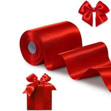 WENSIDUO Ruy băng satin đỏ rộng 4 inch x 10 yard dùng cho lễ cắt băng khai trương doanh nghiệp, thắt nơ trang trí lễ hội Giáng sinh, phù hợp để may vá, làm thủ công, may đo, lễ nghi, trang trí lưng ghế đám cưới - Dây ruy băng trang trí - Xem 13