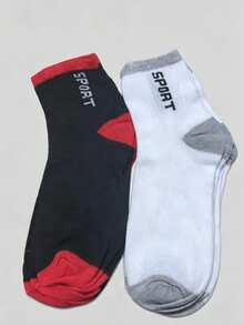 5/20 Pairs Men's Printed Sports Mid-Calf Socks, Moisture-Wicking, Lightweight, Soft And Comfortable, Suitable For All Seasons - Multicolor - View 4