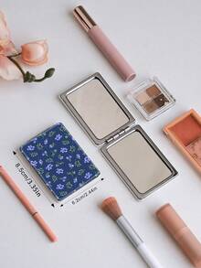 1PC British Country Style Portable Vanity Mirror, Foldable Lightweight Ultra-Thin Convenient Hand Mirror, Durable PU Leather, Suitable For Multiple Scenarios And All People, Foldable Rectangular Mirror, Pocket Mirror, Fresh Floral Rose Peony Pattern Design, Exquisite Delicate Structure, Durable Reliable Shockproof, Easy To Carry, Handheld Makeup Mirror, 180° Flip Cover, Multi-Functional Mini Mirror, Compact Mirror, Mirrors, Daily Holiday Birthday Valentine's Day Mother's Day Partner Gift - Multicolor - View 4