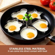 1/5pcs Stainless Steel Fried Egg Mold For Breakfast Pancake Omelet Cooking Bento Picnic Party Birthday Heart Star Flower Round Cartoon Shape Egg Ring,Non-Stick Pancake Ring Cooking Tool Kitchen Gadget - Green - View 6