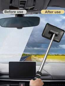 1pc Car Windshield Cleaning Tool, 180° Rotating Head, Telescopic Handle, Microfiber Car Glass Squeegee Set, Suitable For Windshield Interior, Car Interior Detailing, Side Windows, Rearview Mirror And Home Glass - Multicolor - View 7